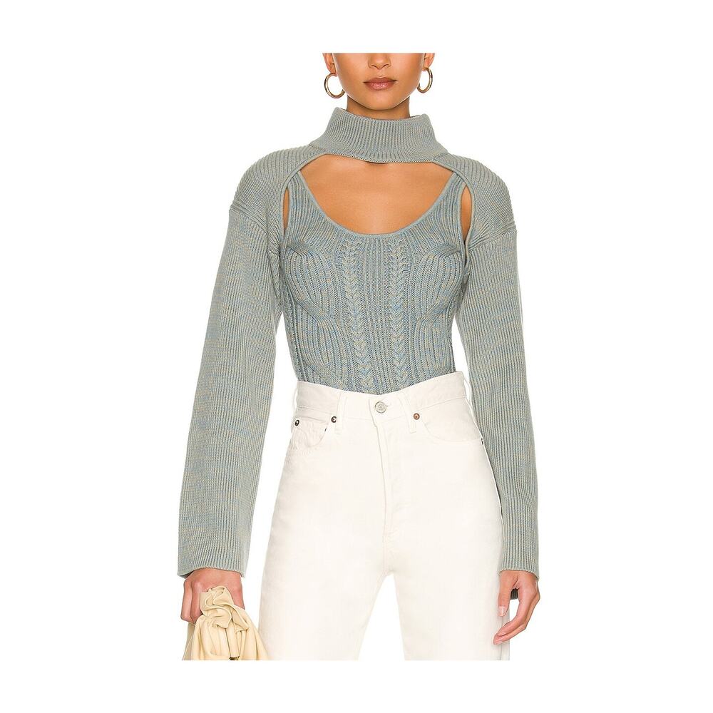 Simkhai Ribbed Baltic Marsh Nicole Sweater Size L